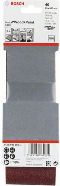 Image du produit Bosch Professional Zubehör PRO X440 bande abrasive, 75 x 533 mm, G40 (40)