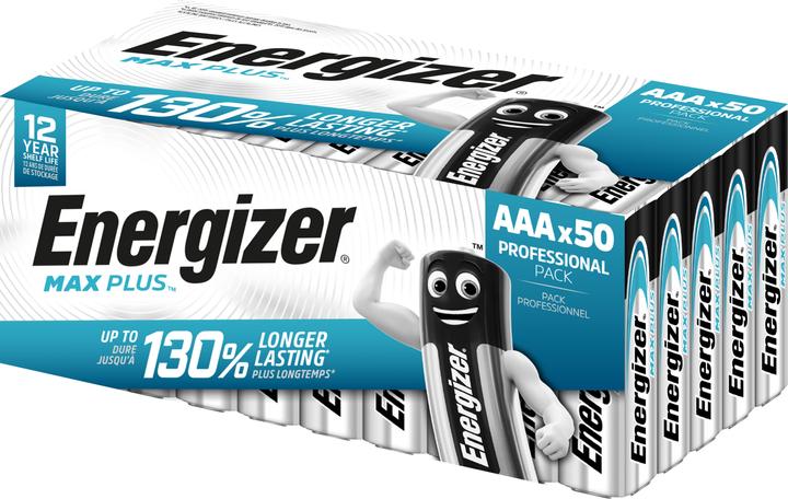 Actual product image Energizer Batterier Alkaline Max Plus AAA, pakke a 50 stk (50 pcs., AAA, 1220 mAh)