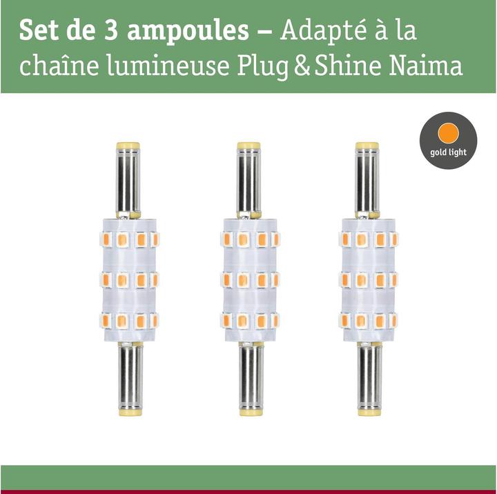 Immagine prodotto Paulmann Outdoor Plug & Shine Leuchtmittel 3er Set Naima (Connettore a bassa tensione da 5,5 mm/2,5 mm, 90 lm, 3x)