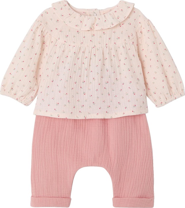 Immagine prodotto Vertbaudet Baby-Set mit Volants: Bluse & Haremshose, Musselin (62)