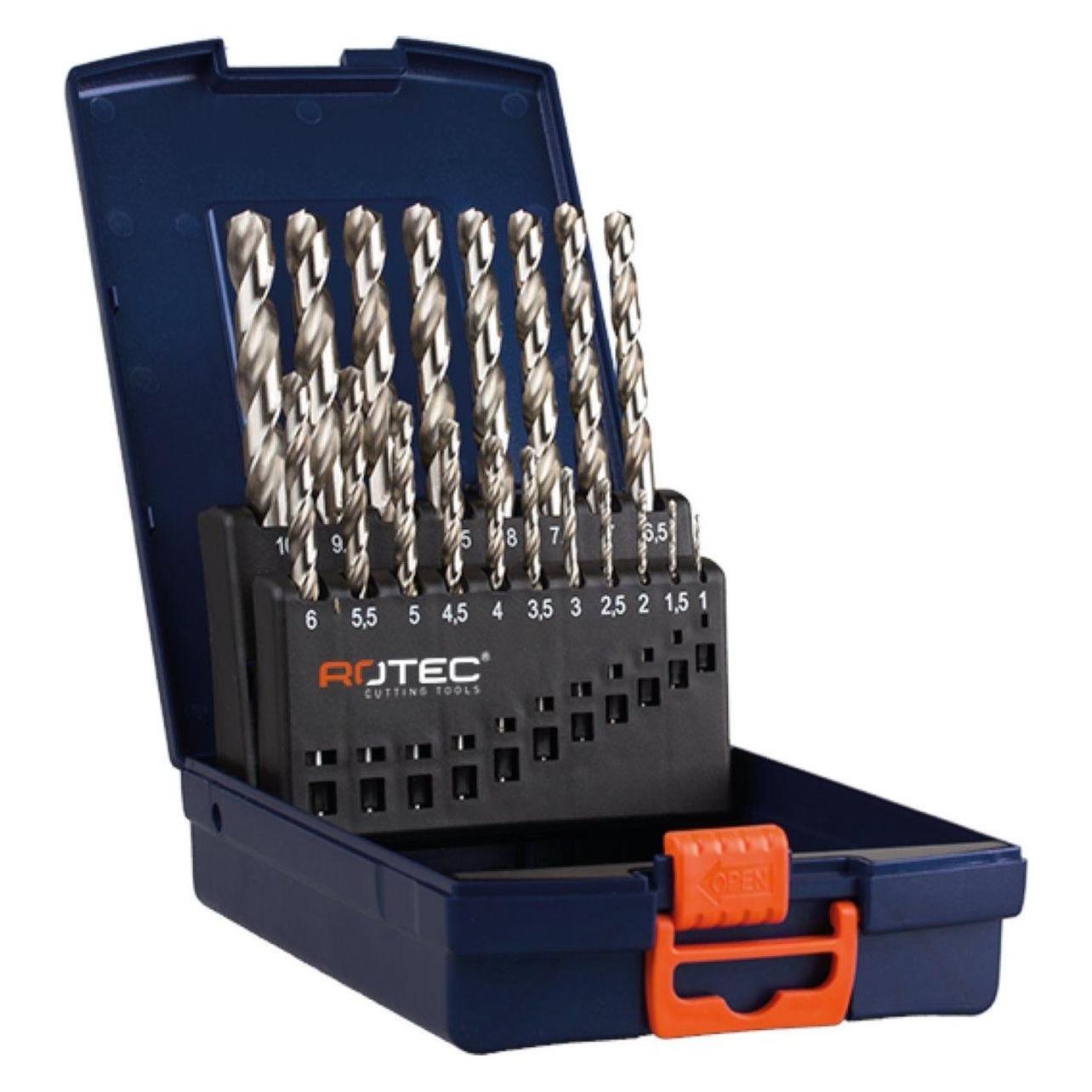 Rotec, Boorbitje, Spiraalborenset '107', DIN338, Uni-3, 25-dlg, Ã¸1-13 Abs - 900.0057K - 900.0057K (1-13 Mm)