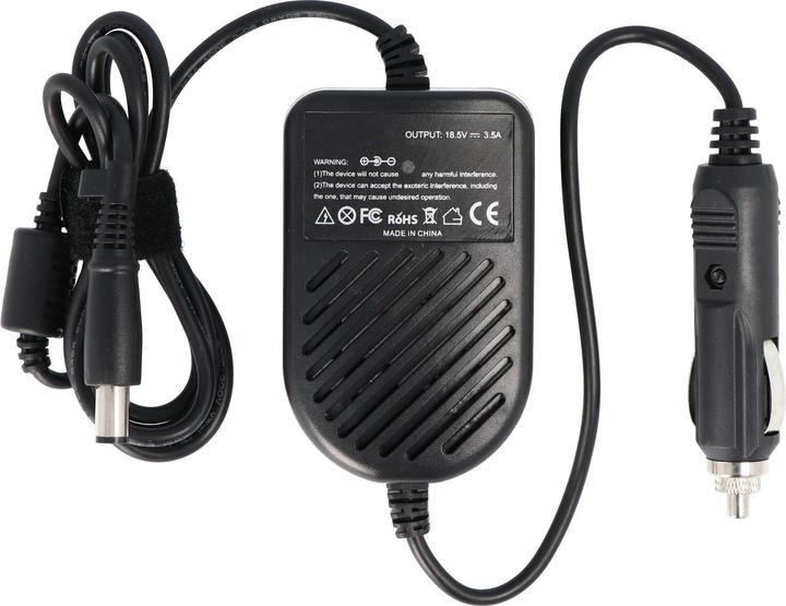 Image du produit AccuCell Câble chargeur de voiture pour ordinateur portable HP Compaq avec prise 7.4mm x 5.0mm, 18.5v 3.5A (65 W)