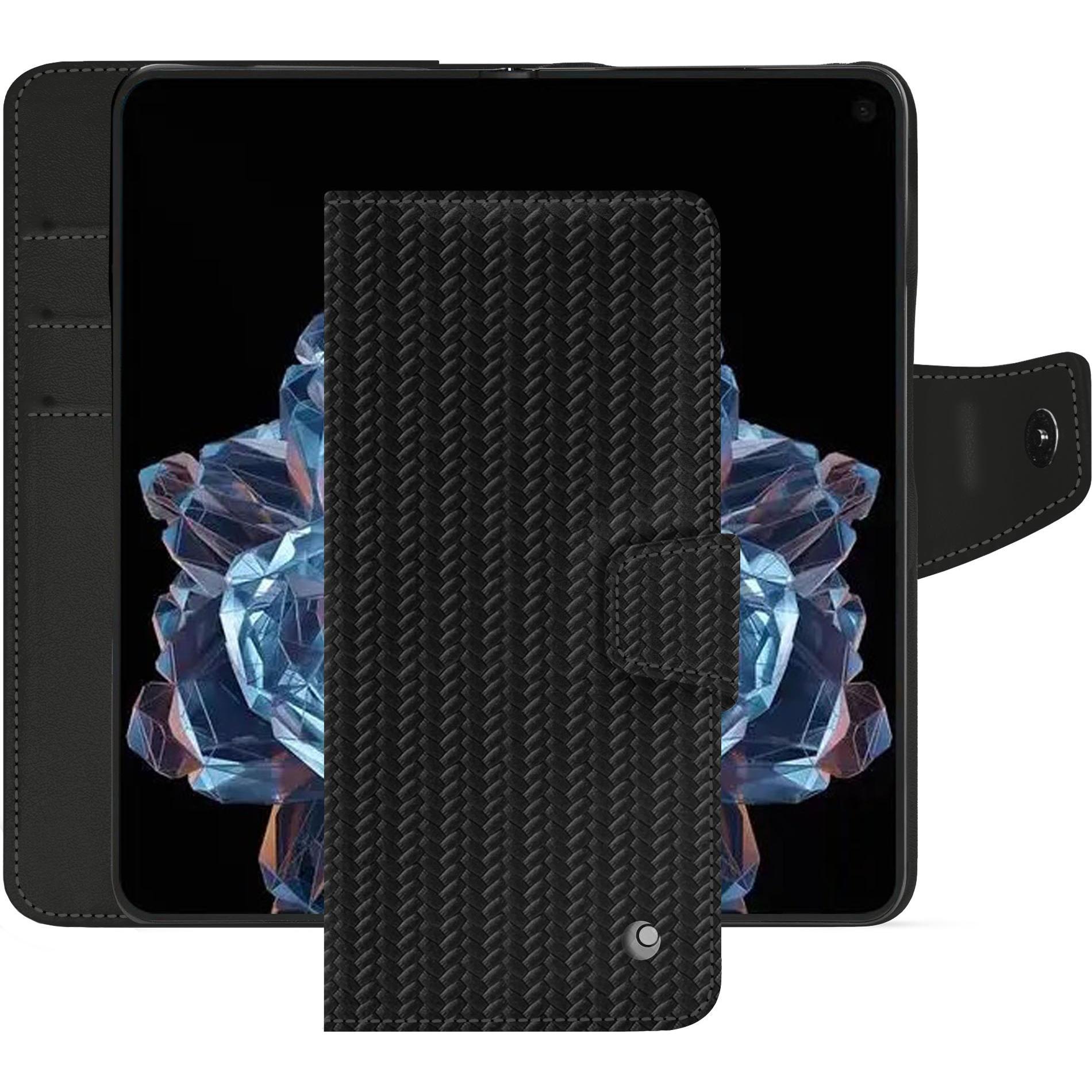 Noreve Coque en cuir à rabat horizontal (OnePlus Open), Cover smartphone, Nero