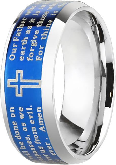 Image du produit Star Piercing Bague argent Notre Père bleu (sans laiton, Acier chirurgical 316L)