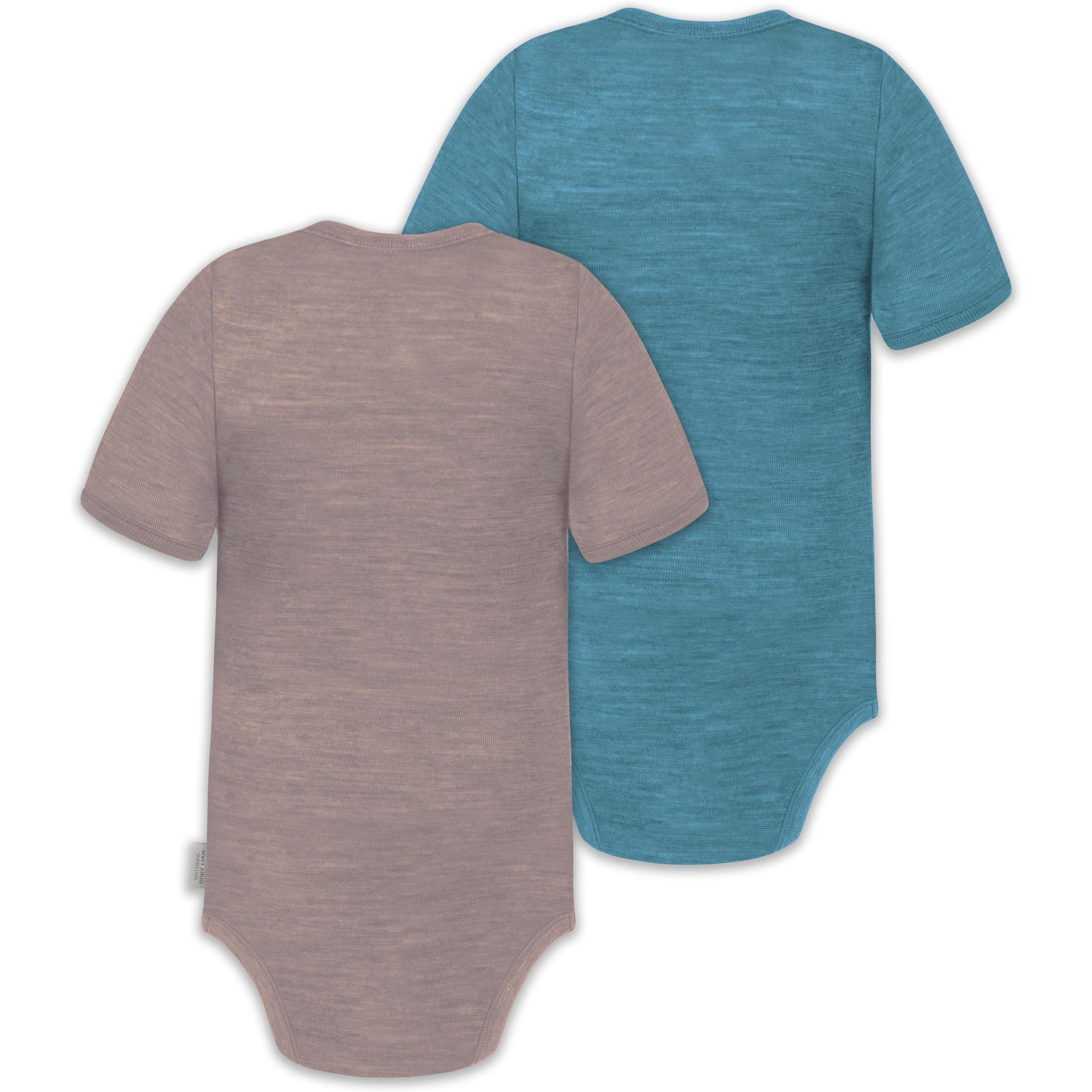 Thumbnail - Normani, Herren, Body, 2er Set Baby Merino Kurzarmbody „Tihoi" - 9317, Rosa, (68)