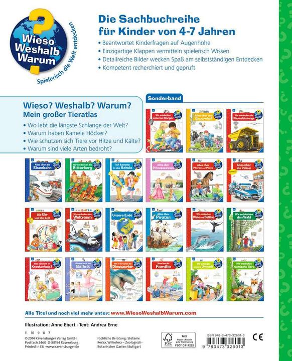 Immagine prodotto Ravensburger Mein grosser Tieratlas (Tedesco, Andrea Erne, 2014)