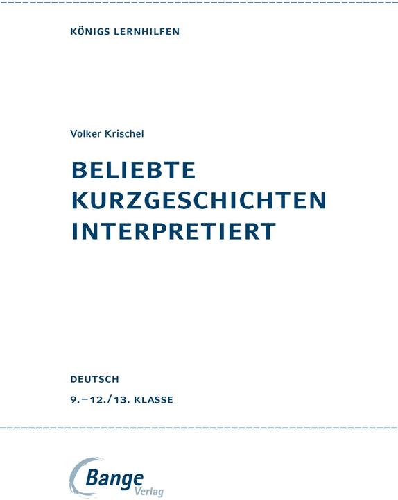 Produktbild Beliebte Kurzgeschichten interpretiert (Deutsch, Volker Krischel, 2015)