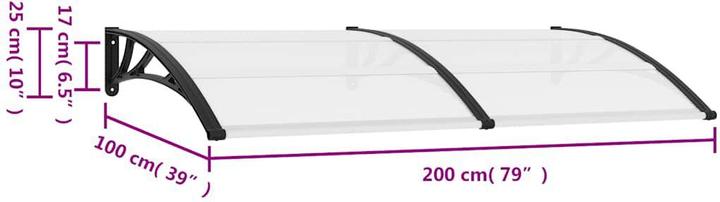 Produktbild vidaXL Türvordach (200 x 100 cm)