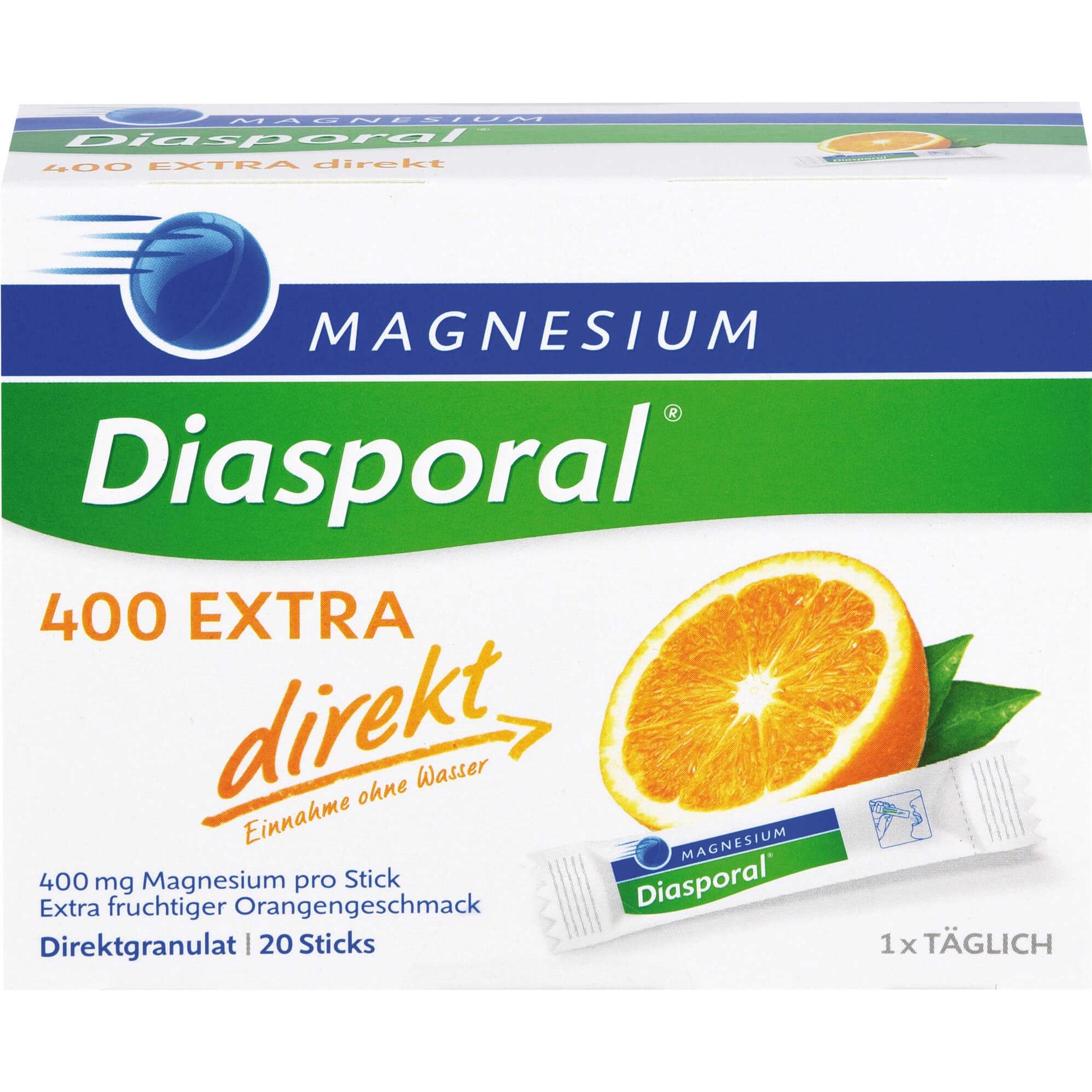 magnesium diasporal, Vitamine + Nahrungsergänzung, Magnesium-Diasporal 400 extra direkt Direktgranulat Sticks, 20 St. Be...