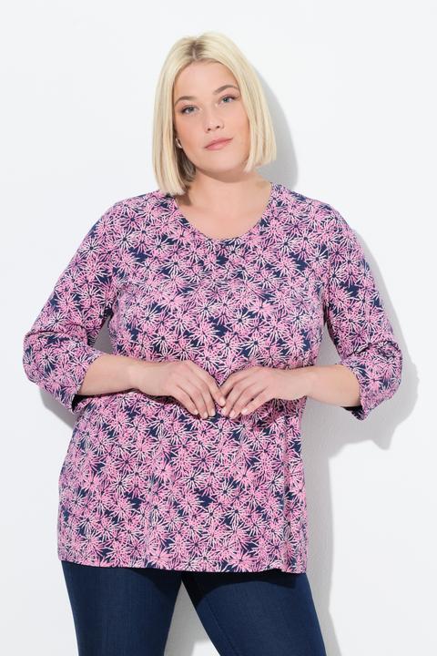 Immagine prodotto Ulla Popken Shirt, Blüten, A-Linie, Rundhals, 3/4-Arm (42, 44)