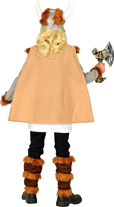 Immagine prodotto Widmann Costume da vichingo da ragazzo con tunica, cintura e mantello, scaldamuscoli, elmo (116)