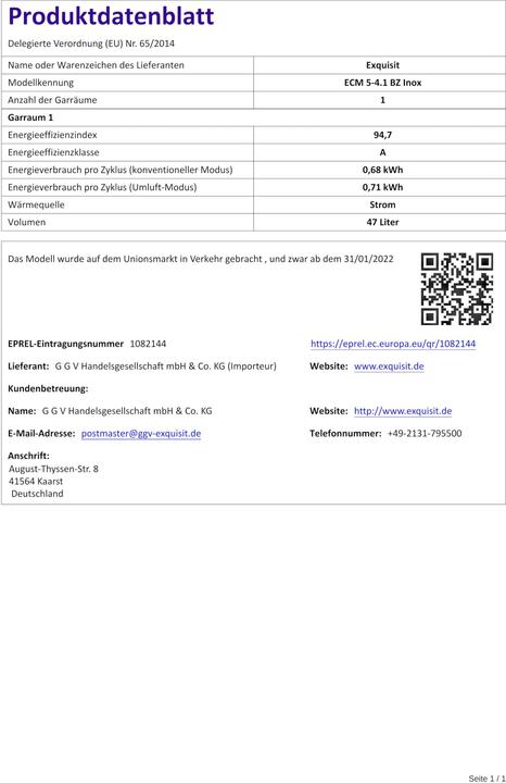 Produktbild Exquisit ECM 5-4 IBZ