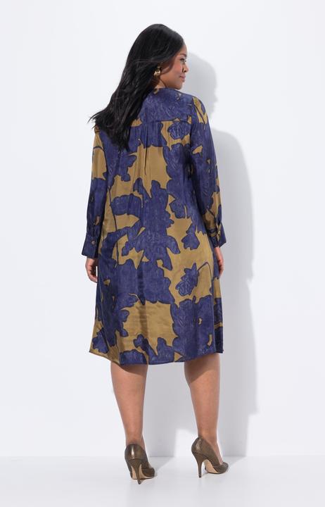 Produktbild Ulla Popken Cuprokleid, Blüten, A-Linie, V-Ausschnitt, Langarm (46, 48)
