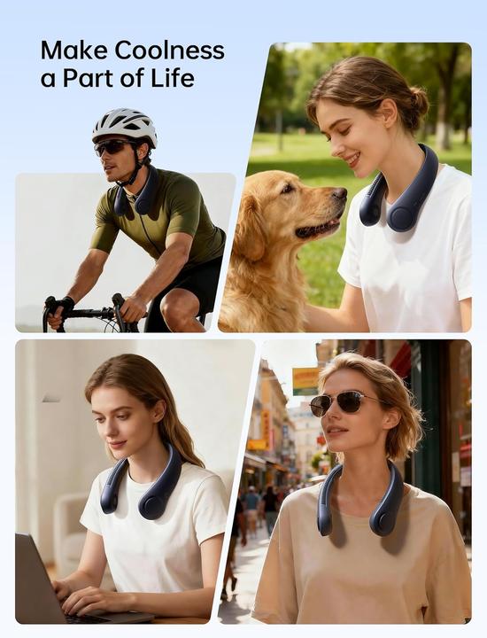 Actual product image Jisulife Portable neck fan with 5 speeds (25 dB)