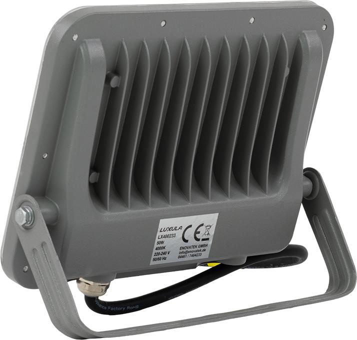 Produktbild Luxula LED-Fluter, EEK: E, 50W, 6500lm, 4000K, IP65, grau (6500 lm, IP65)