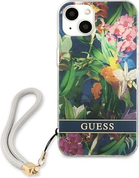Produktbild Guess GUHCP13SHFLSB iPhone 13 mini 5,4" niebieski/blue hardcase Flower Strap (Apple iPhone 13 mini)