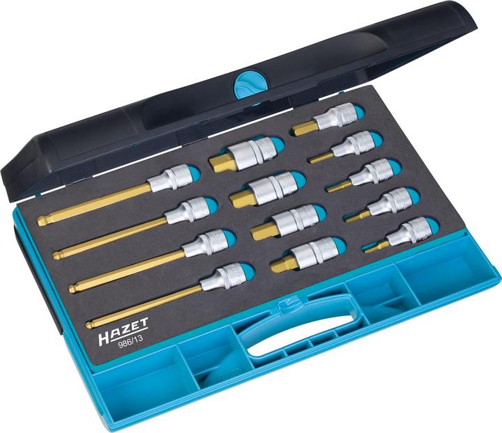 Actual product image HAZET Screwdriver socket set 986/13 ∙ Square, hollow 12.5 mm (1/2 inch) ∙ Inside hexagon profile ∙ … (10 mm)