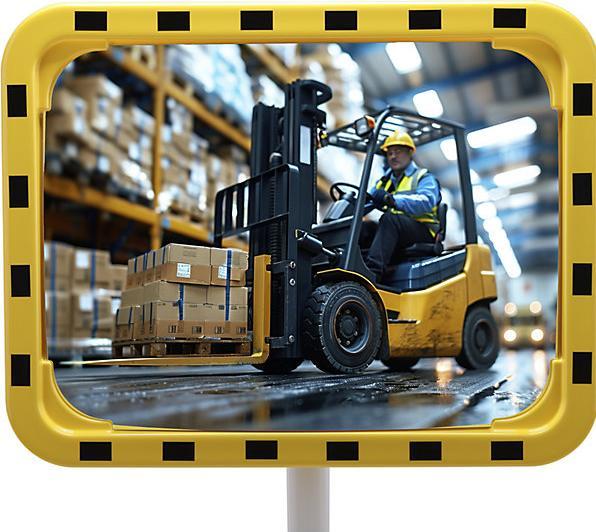 Actual product image Dancop Safety/traffic mirror H600xW800mm acrylic,yellow/black ca110degree view 22m
