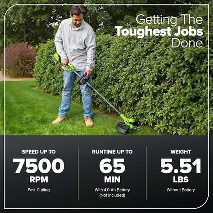 Actual product image Greenworks Brushless Cordless String Trimmer Edger (Plastic knives, Trim line)