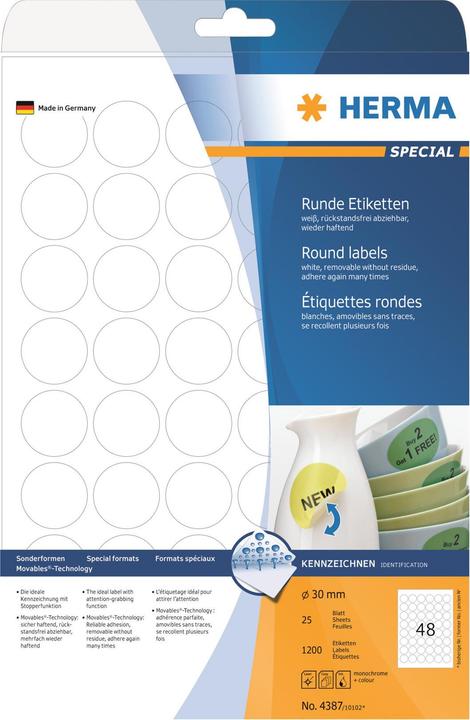 Produktbild HERMA Ablösbare Etiketten A4
