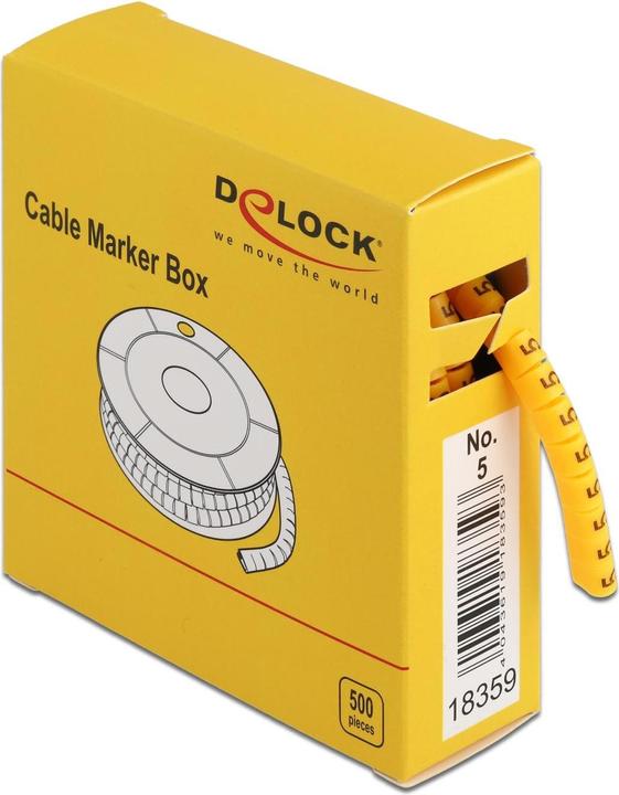 Produktbild Delock Kabelmarker Box, Nr: 5, gelb, 500 Stück