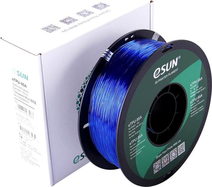 Actual product image eSUN eTPU-95A 1.75mm Tr. Blue 1kg 3D Filament (TPU, 1.75 mm, 1000 g, Green)