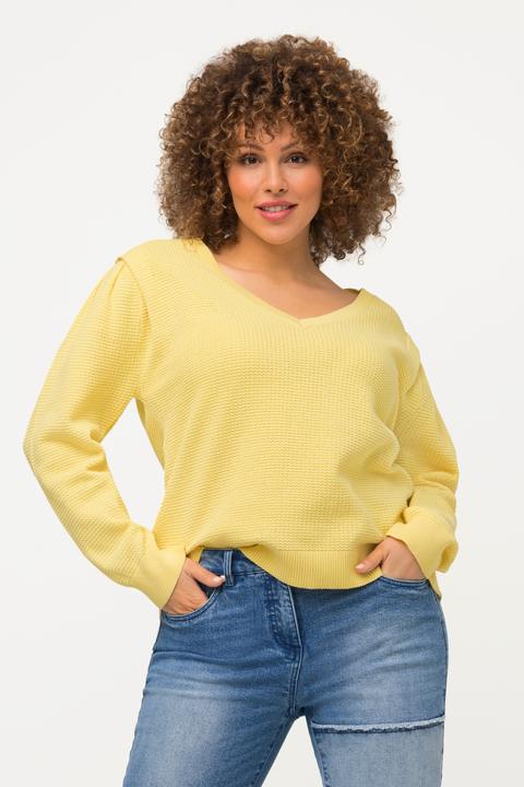 Immagine prodotto Ulla Popken Maglione in maglia lavorata con scollo a V e maniche lunghe (46, 48)