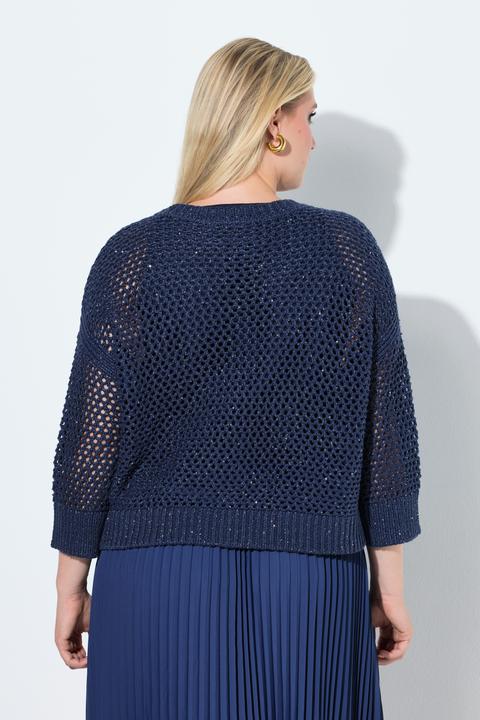 Produktbild Ulla Popken Pullover, Pailletten, Oversized, Rundhals, 3/4-Arm (60)