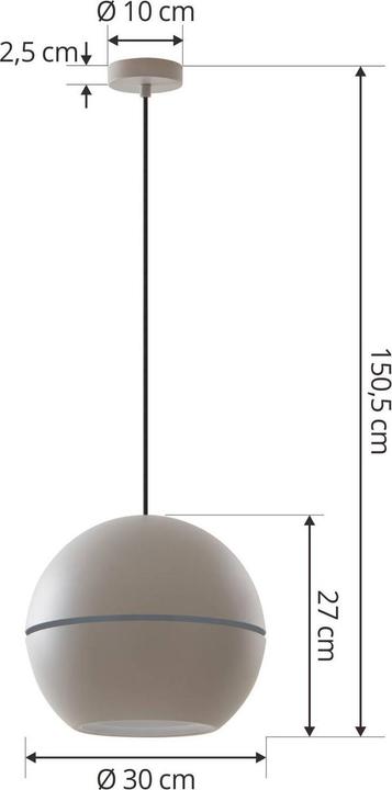 Actual product image Lucande Hängeleuchte Calantha, grau, Aluminium, Ø 30 cm (E27)