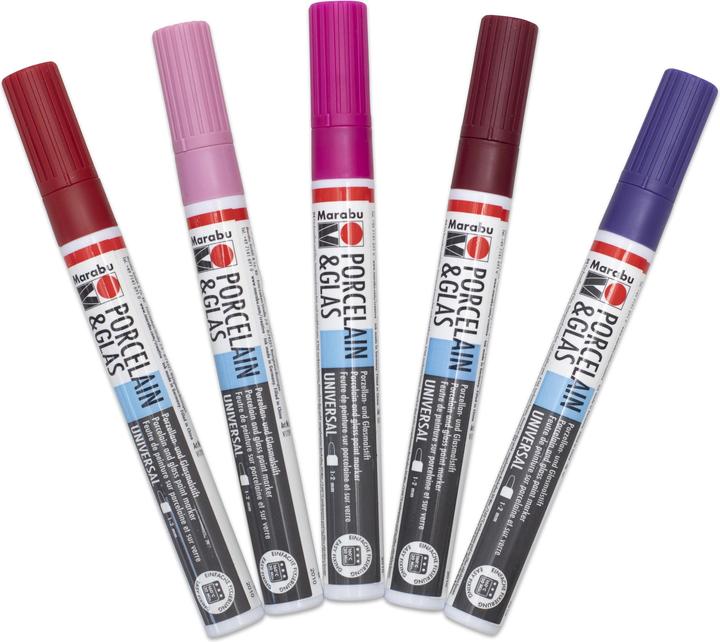Produktbild Marabu Porzellan- und Glasmalstift (Rot, Violett, Rosa, Lila, Purpur, 5 x)