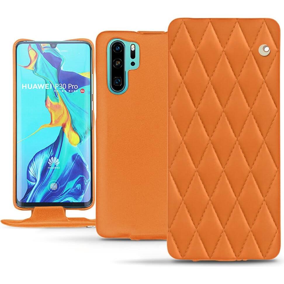 Noreve Lederschutzhülle vertikal (Huawei P30 Pro), Smartphone Hülle, Orange