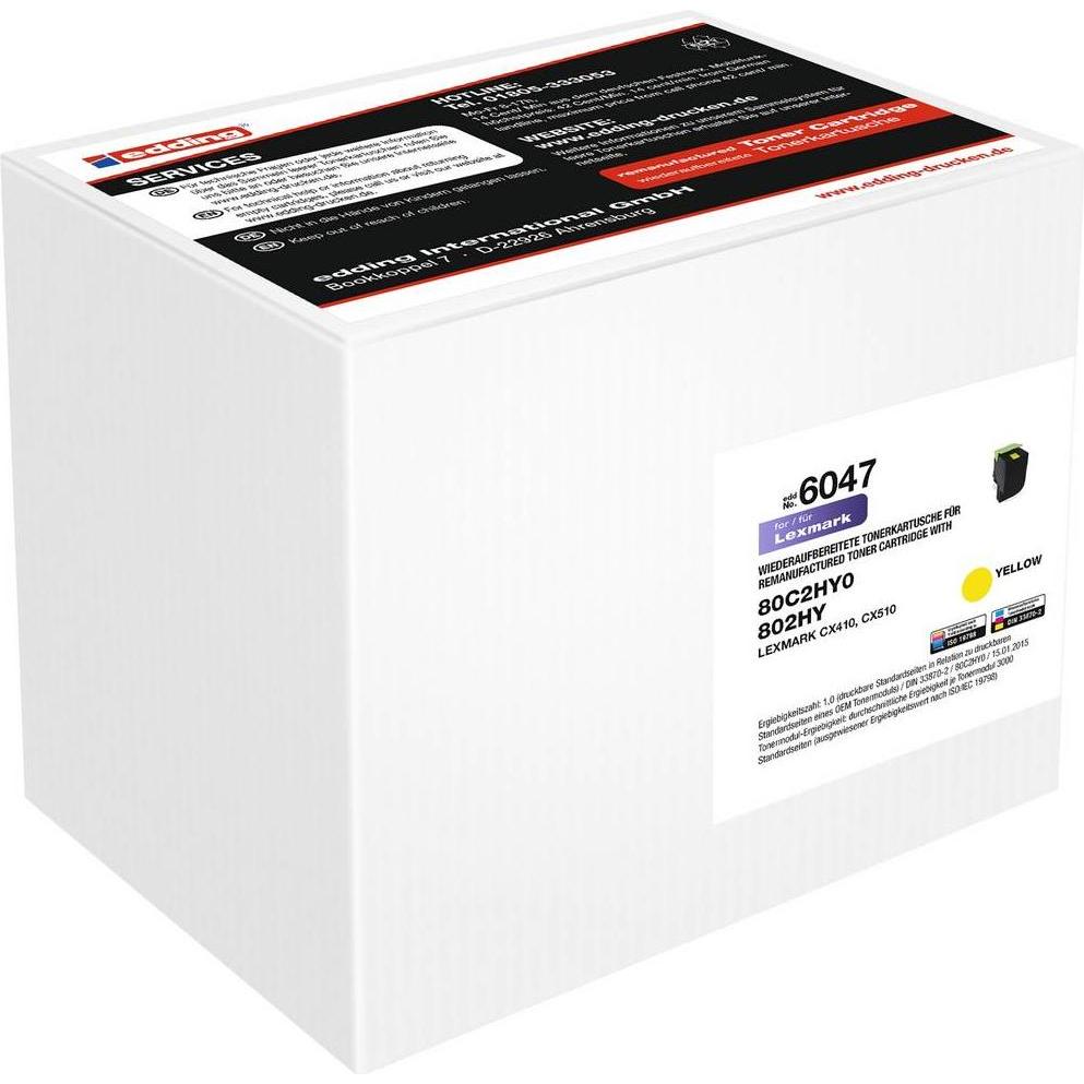 Thumbnail - Edding, Toner, EDD-6047 gelb Toner ersetzt LEXMARK 80C2HY0