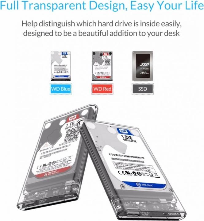 Actual product image Orico USB-C 3.1 SSD HD 2.5" Hard Drive Enclosure (2.5")