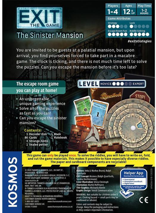 Actual product image Thames & Kosmos EXIT: The Sinister Mansion board game strategy (English)