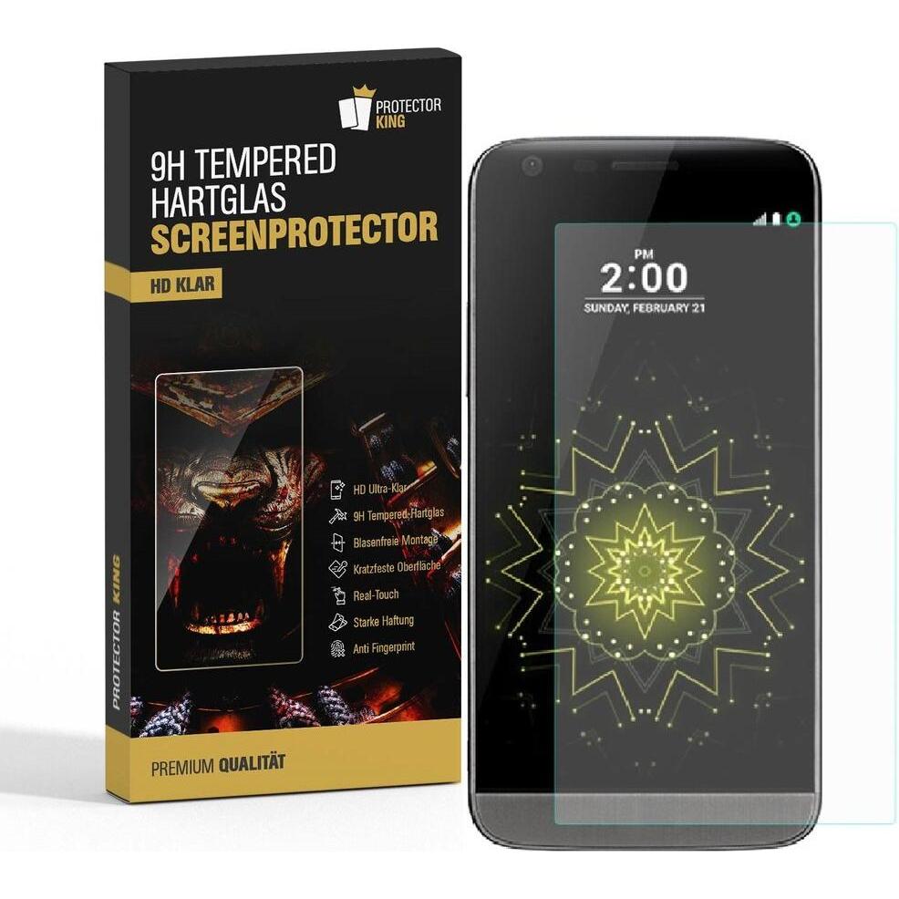 Protectorking 1x echtes Tempered 9H Panzerhartglas 3D KLAR (1 Stück, LG G5), Smartphone Schutzfolie, Transparent