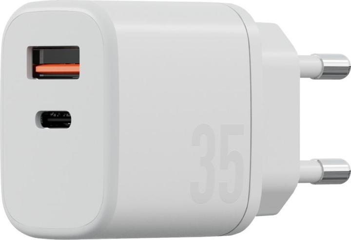Actual product image Energea Wall Charger Bazic Goport Velox Kit 1xUSB-C 1xUSB-A GaN 35W with cable white (35 W, 2 ports)