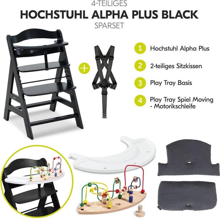 Produktbild Hauck Hochstühle Hochstuhl Alpha Plus Black - im Sparset inkl. (Hochstuhl)