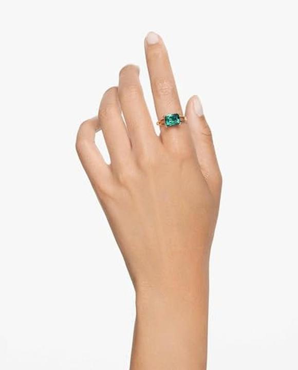 Actual product image Swarovski Matrix Cocktail Ring Rectangle Cut Green Gold (55)