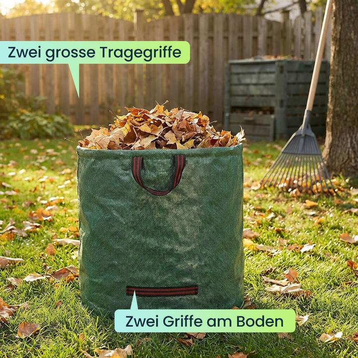 Produktbild Ideoon XL Garten Abfallsack, 272 Liter, Ø 67 x 76 cm - stabile Grünschnittsäcke mit Doppelboden (272 l)