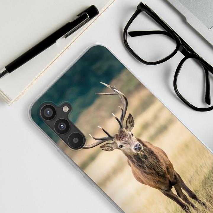 Produktbild DeinDesign Silikon Hülle für Samsung Galaxy A34 5G Handyhülle Case Smartphone Schutzhülle Hirsch Wald Wiese (Samsung Galaxy A34 5G)