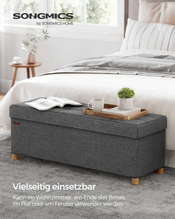 Produktbild Songmics Sitztruhe Ottomane 110 x 40 cm, Grau, Tiefe (110 cm)