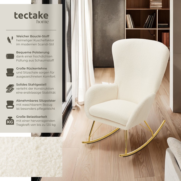 Immagine prodotto tectake sedia a dondolo Swing con pattini in acciaio e imbottitura spessa