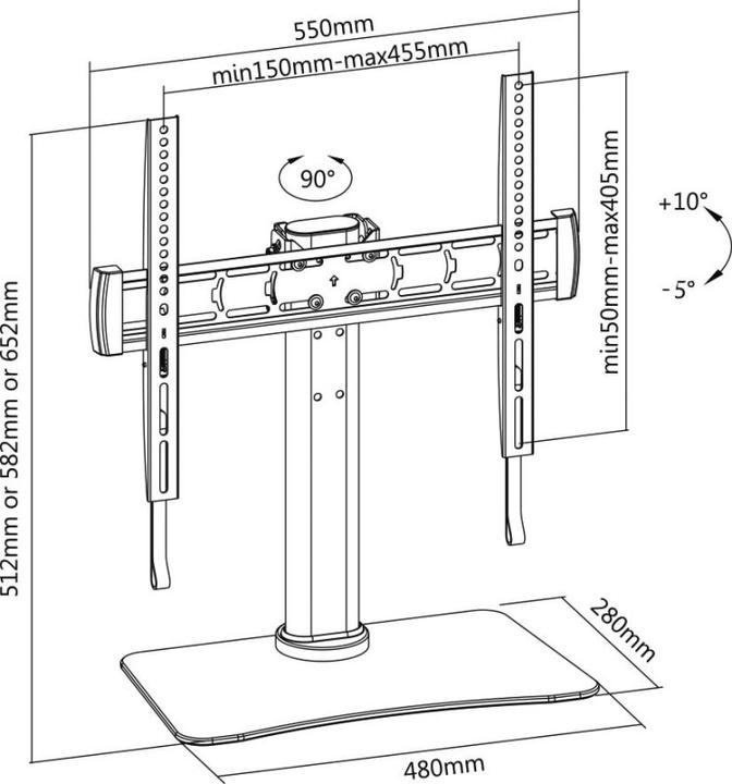 Actual product image E+P TH144 black TV stand tilt+swivel 32"-47" max 40kg (47", 40 kg)