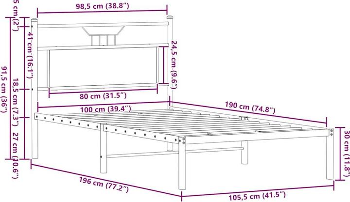 Image du produit vidaXL Bettgestell (100 x 190 cm)