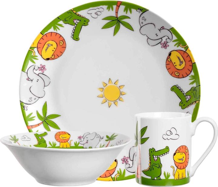 Produktbild Leonardo Kindergeschirr mit Besteck Krokodil / Elefant / Löwe Bambini