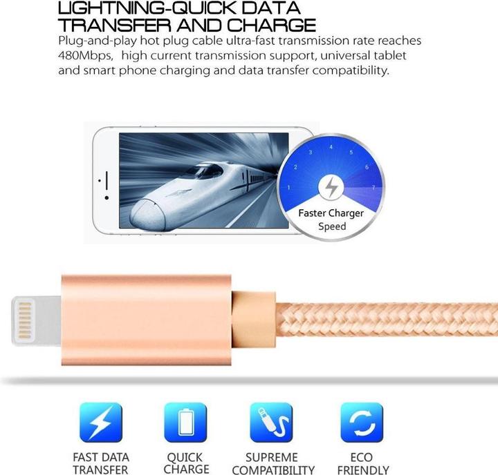 Actual product image Calitron Lightning charging cable 3m (3 m, USB 3.2 Gen 1)