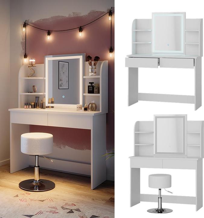 Immagine prodotto Vicco Charlotte con specchio LED e sgabello (108 x 40 x 142 cm)