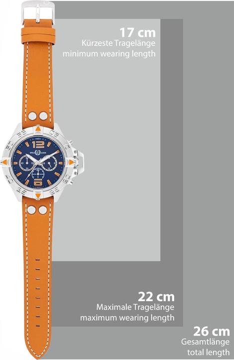 Immagine prodotto Spears & Walker Orologio al quarzo Varus II in vera pelle cognac - 34106 (Cronografo, 49 mm)