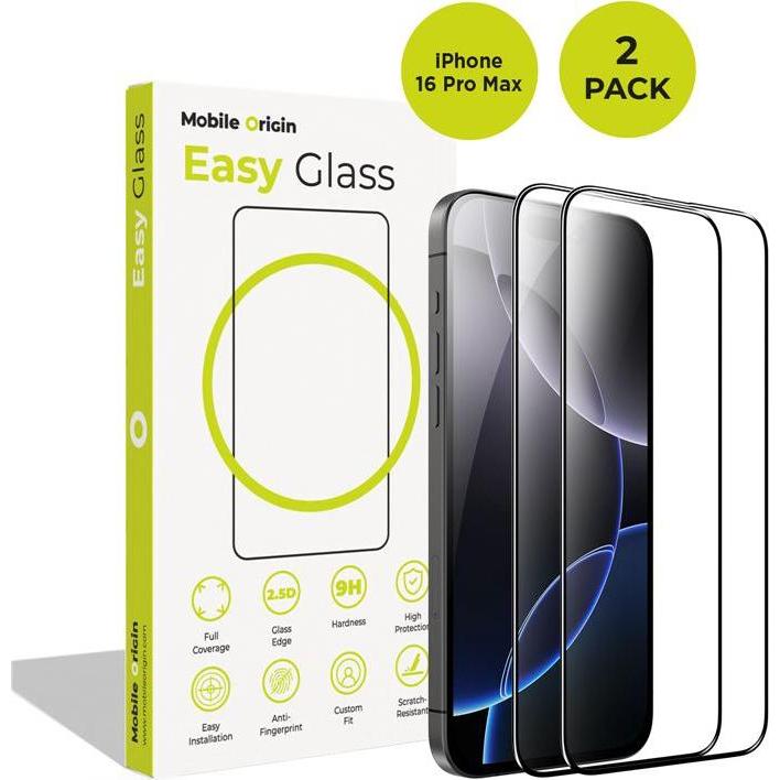 Mobile Origin EasyGlass iPhone 16 Pro Max Schutzglas / 2 Stück (2 pz., Apple iPhone 16 Pro Max), Pellicola protettiva smartphone
