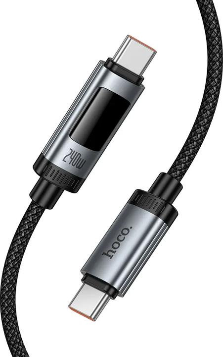 Actual product image Hoco Cable Data Cable with digital display USB A to USB C PD 6A 240W 1,2 m U148 black (1.20 m, 240 W)